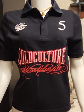 Cold Culture Varsity Letter Polo Streetwear Tee Black/Red